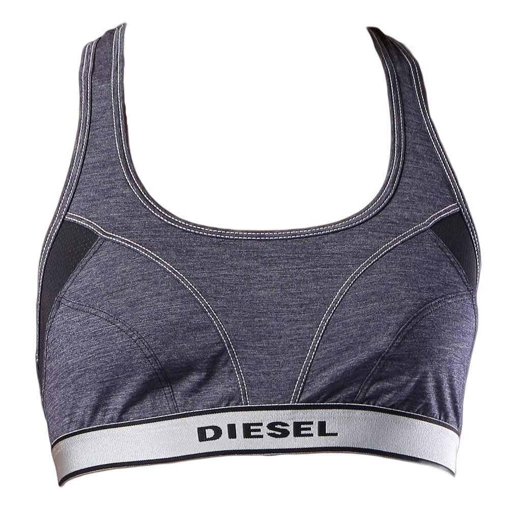 Diesel Underwear Motion Division Racerback Sports Bra Grey Heather Logo Large